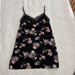Floral Lace Trim Slip Dress